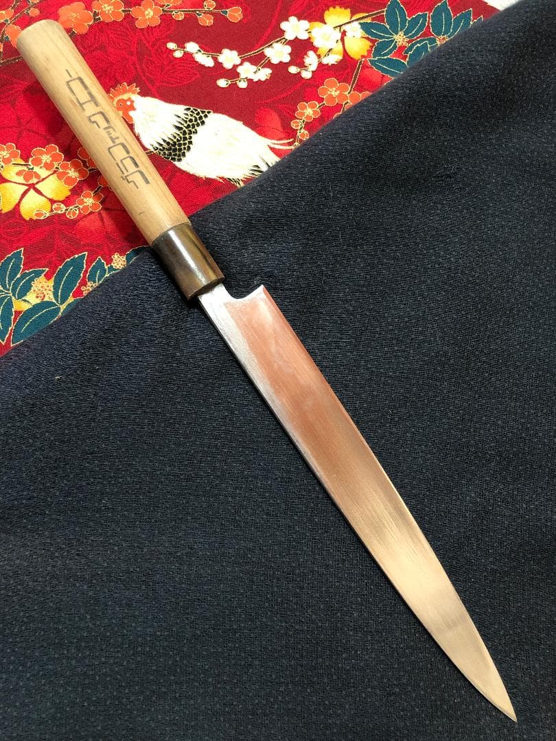 【研ぎ済み】青鋼・本鍛錬　水牛口　堺神徳　柳刃包丁　和包丁　ナイフ　料理　釣り