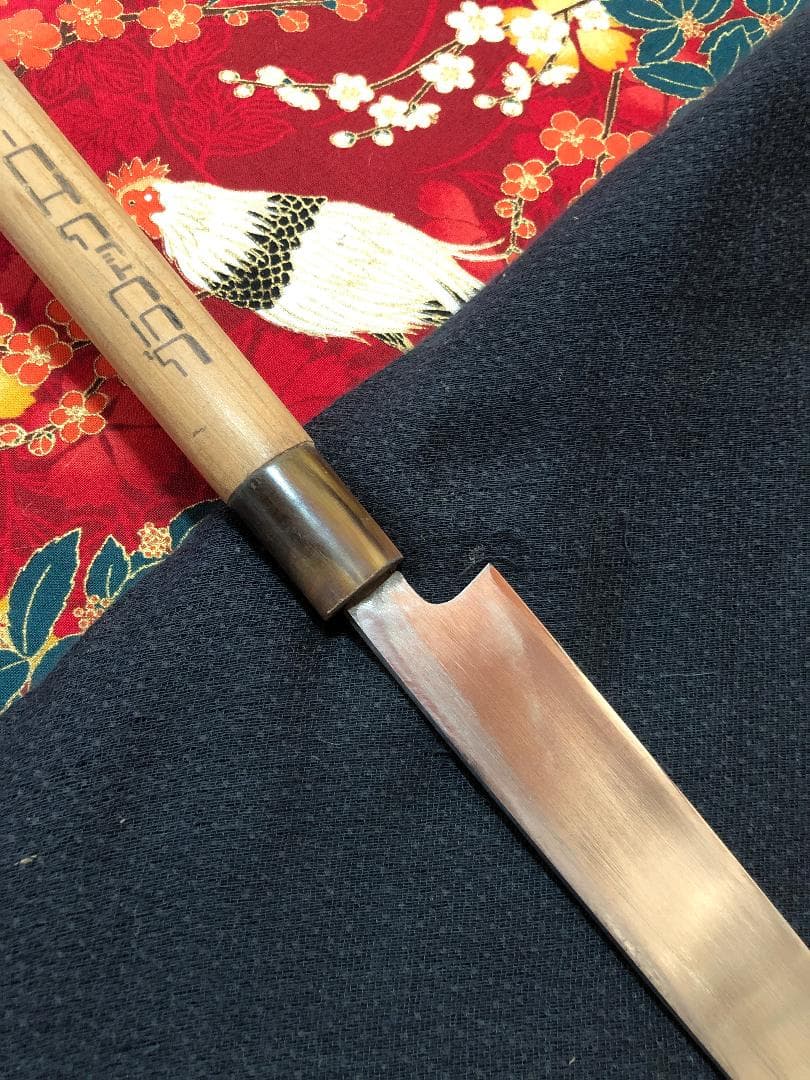 【研ぎ済み】青鋼・本鍛錬　水牛口　堺神徳　柳刃包丁　和包丁　ナイフ　料理　釣り