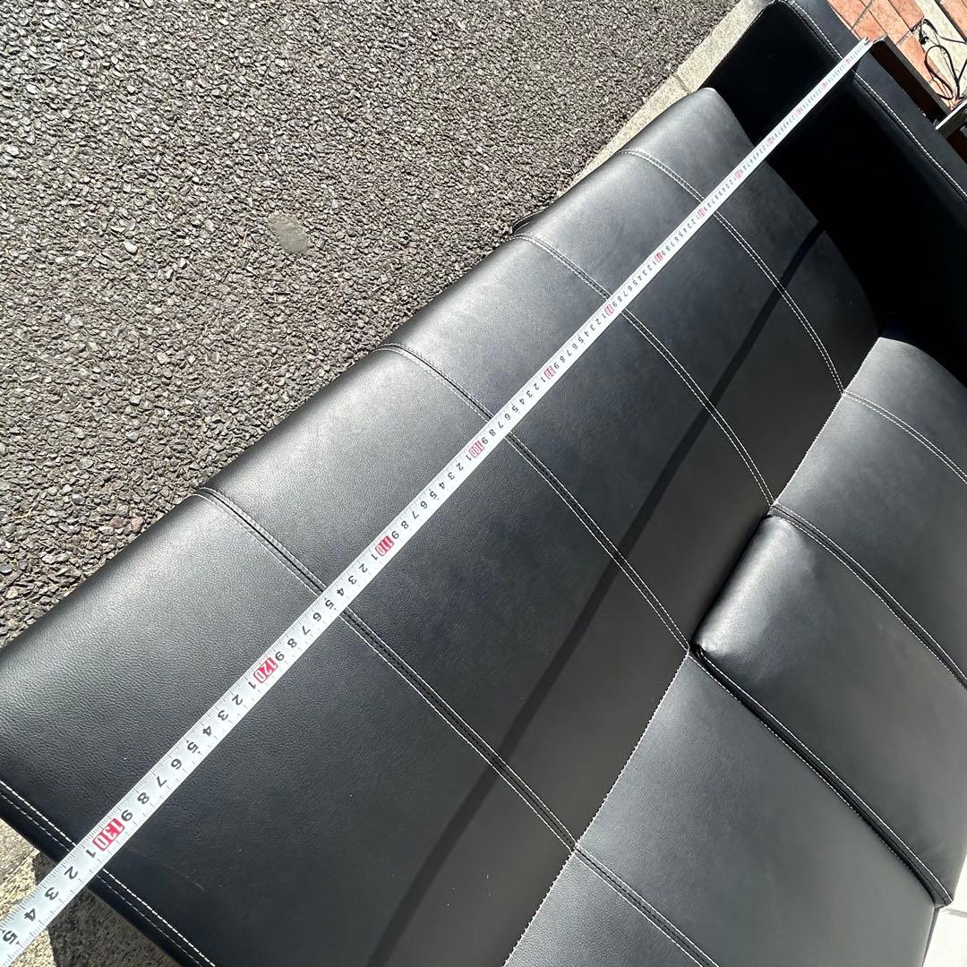 引き取り限定川口市 多機能ソファ　ソファベッド ドリンクホルダー　オットマン 黒