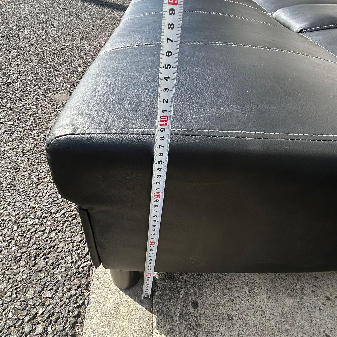 引き取り限定川口市 多機能ソファ　ソファベッド ドリンクホルダー　オットマン 黒