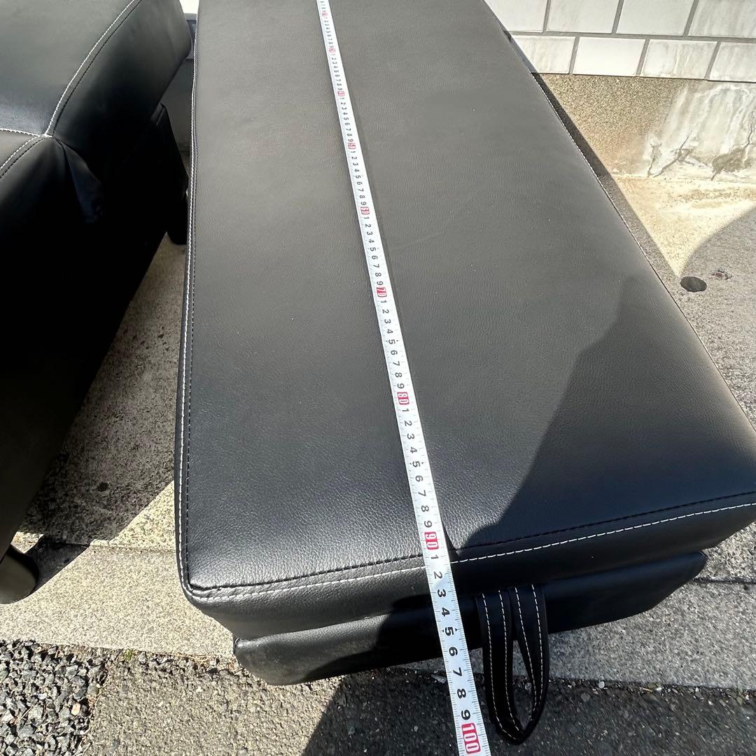 引き取り限定川口市 多機能ソファ　ソファベッド ドリンクホルダー　オットマン 黒