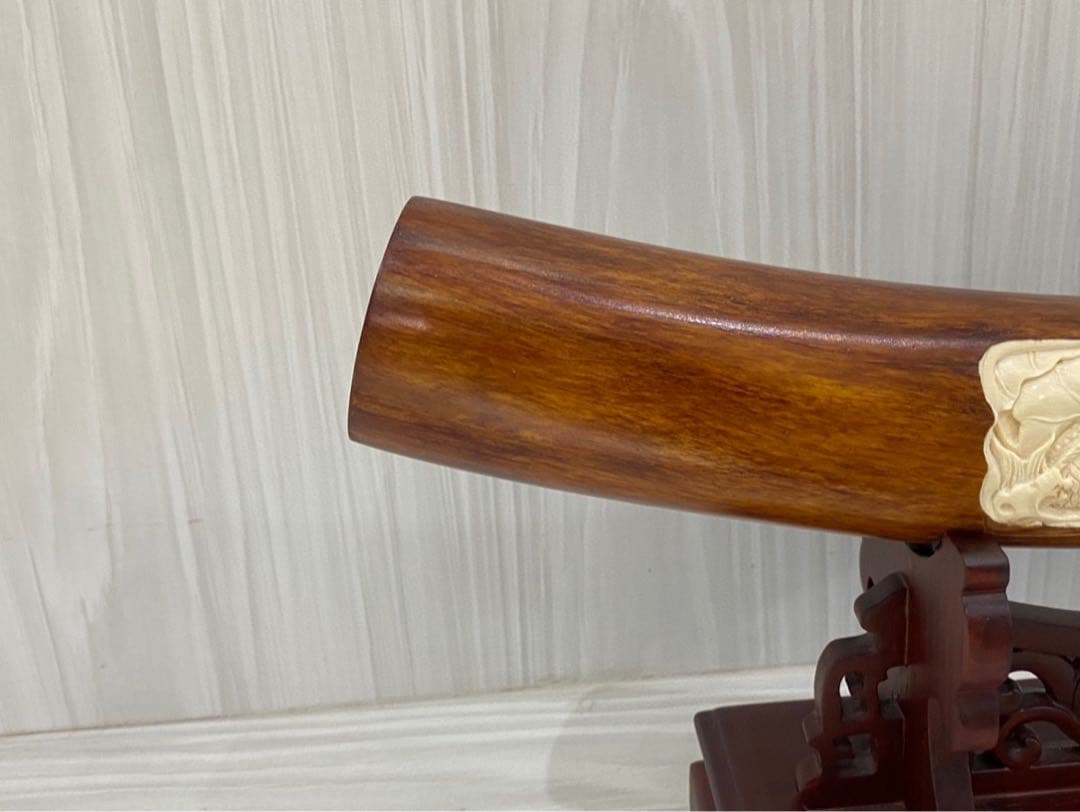 天然マンモス牙美しい手作り彫刻九鯉献瑞置物