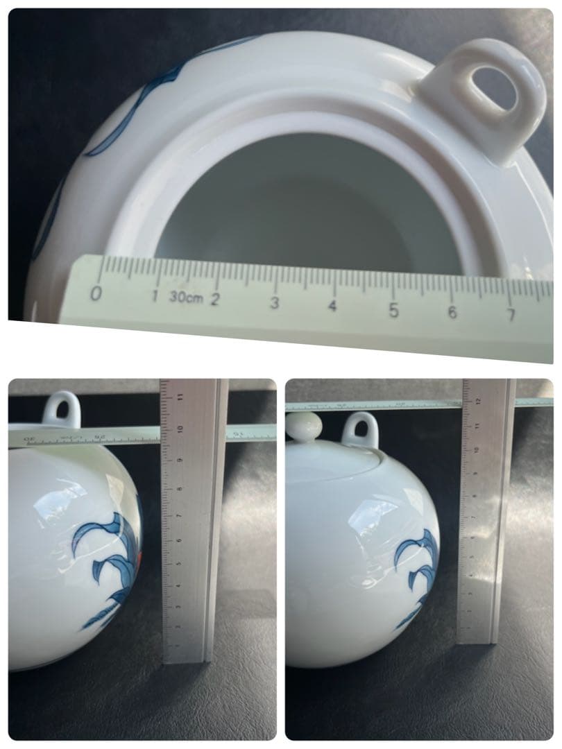 伊万里焼　畑萬陶苑　万年青　おもと　オモト　茶器揃　急須1点　蓋付き湯呑　6点