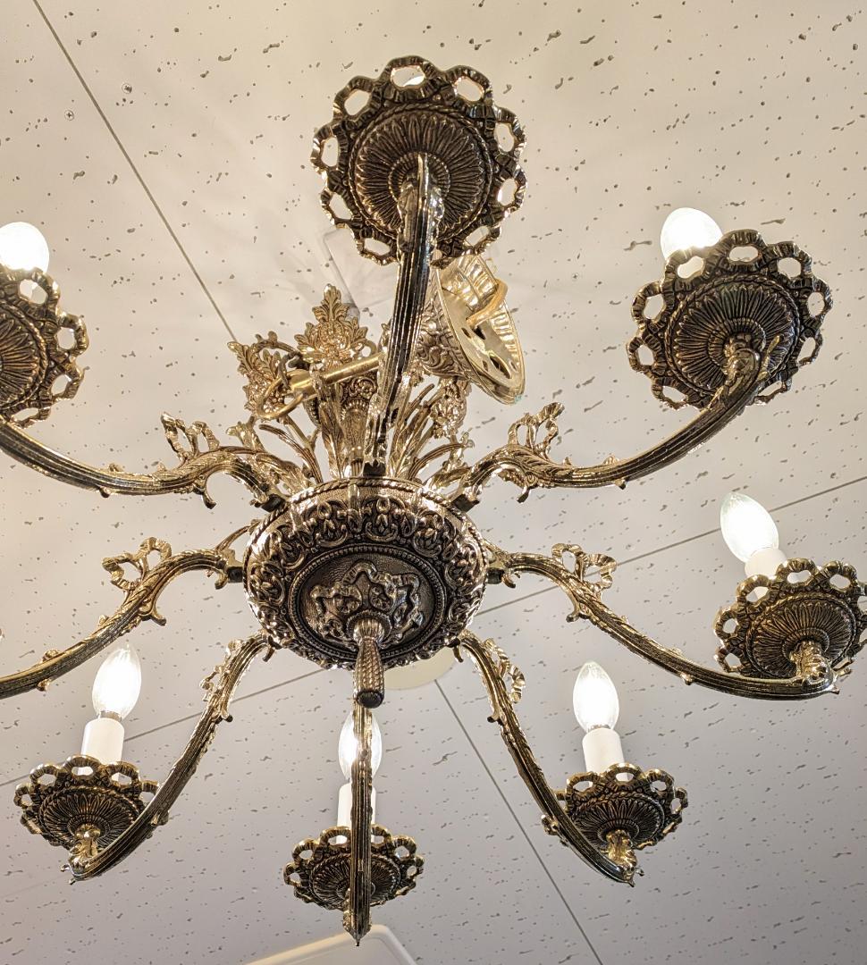 1【イタリア製】 アンティーク シャンデリア 金 8灯 ゴールド ゴージャス