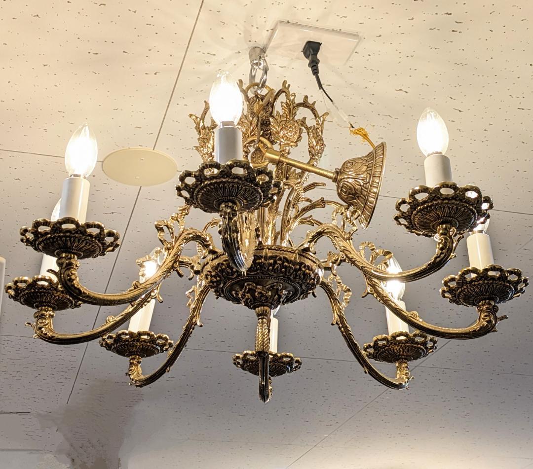 1【イタリア製】 アンティーク シャンデリア 金 8灯 ゴールド ゴージャス