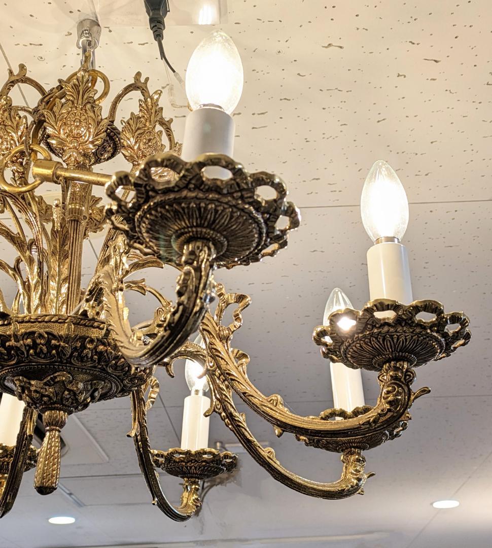 1【イタリア製】 アンティーク シャンデリア 金 8灯 ゴールド ゴージャス