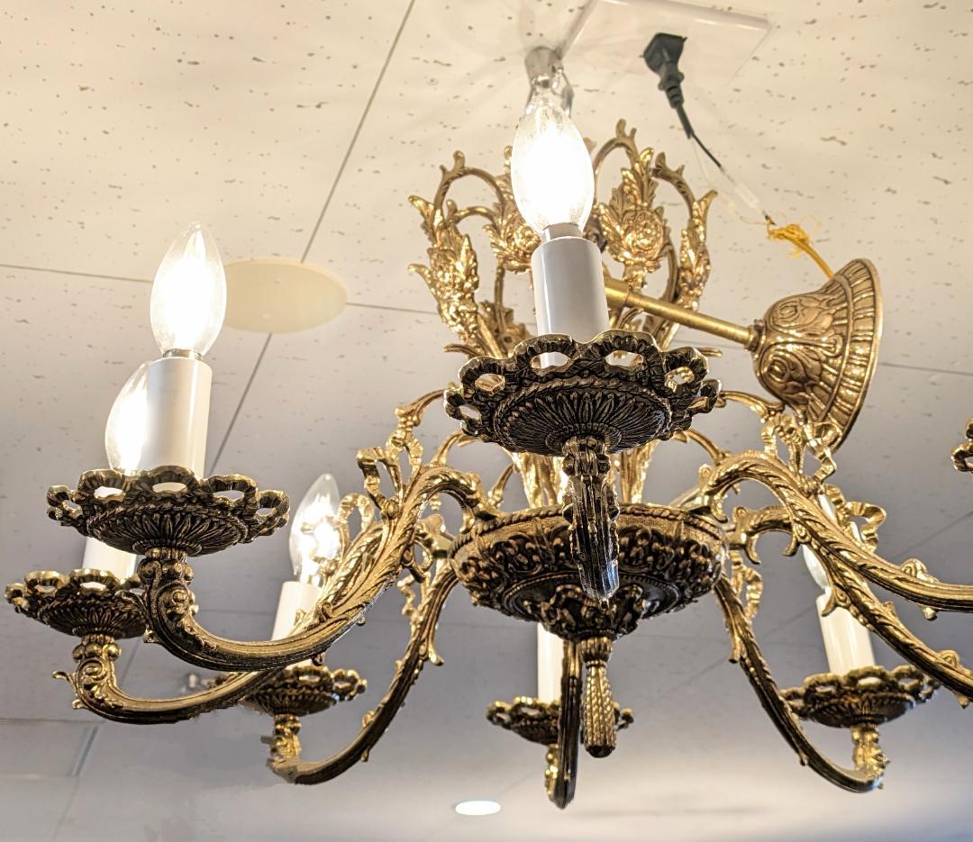 1【イタリア製】 アンティーク シャンデリア 金 8灯 ゴールド ゴージャス