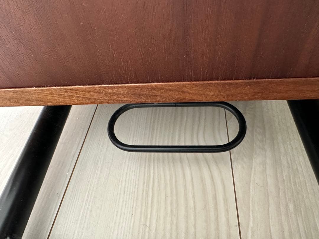 リフティング テーブル シェルフ 昇降式　無段階　ウォールナット　収納棚付き