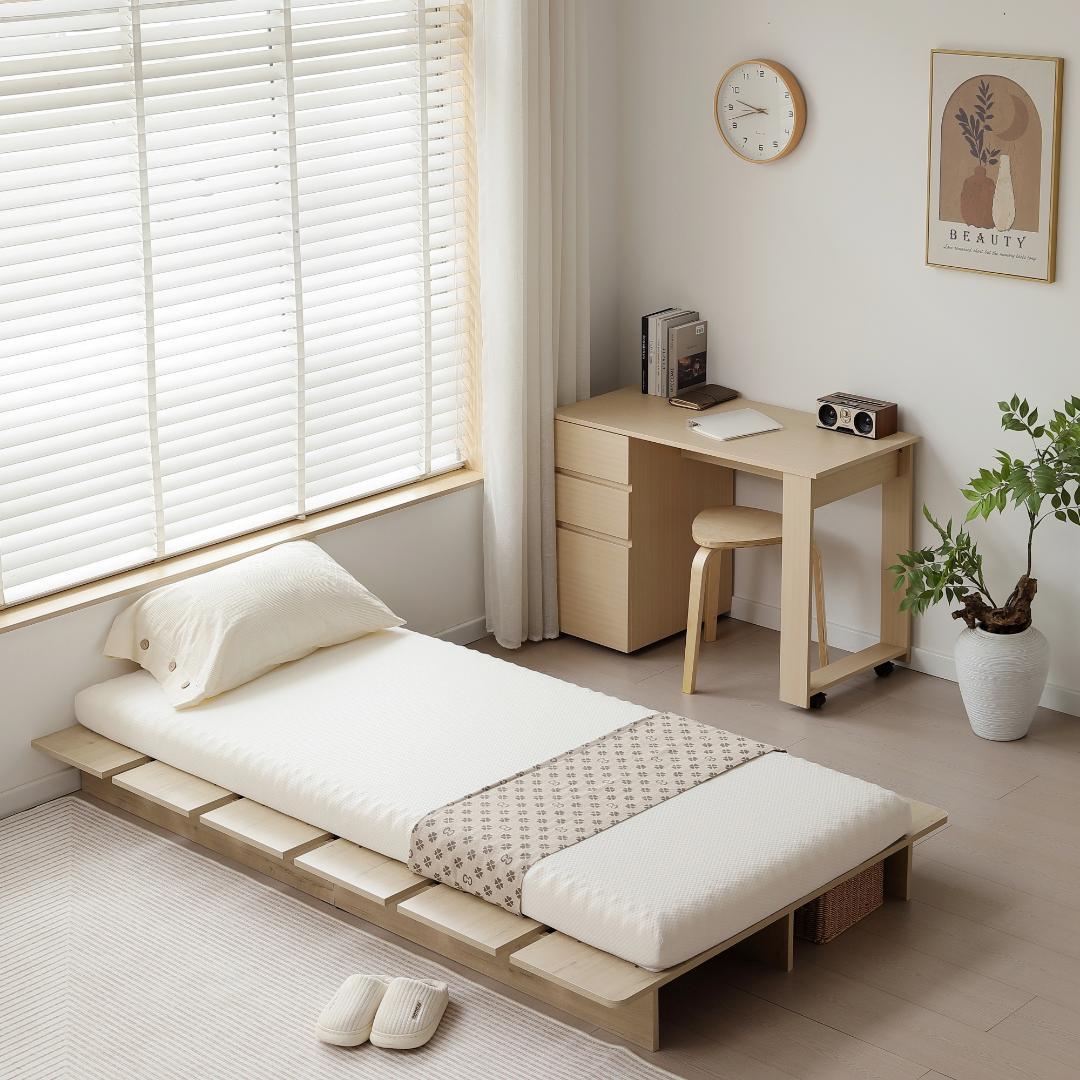 再入荷！【幅100cm】ベッド 脚付き おしゃれ 一人暮らし木目調Natural