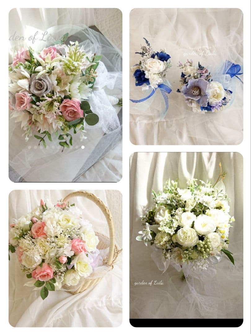 ウェディングブーケオーダー承りますリースブーケブートニア花冠リストブーケ結婚式