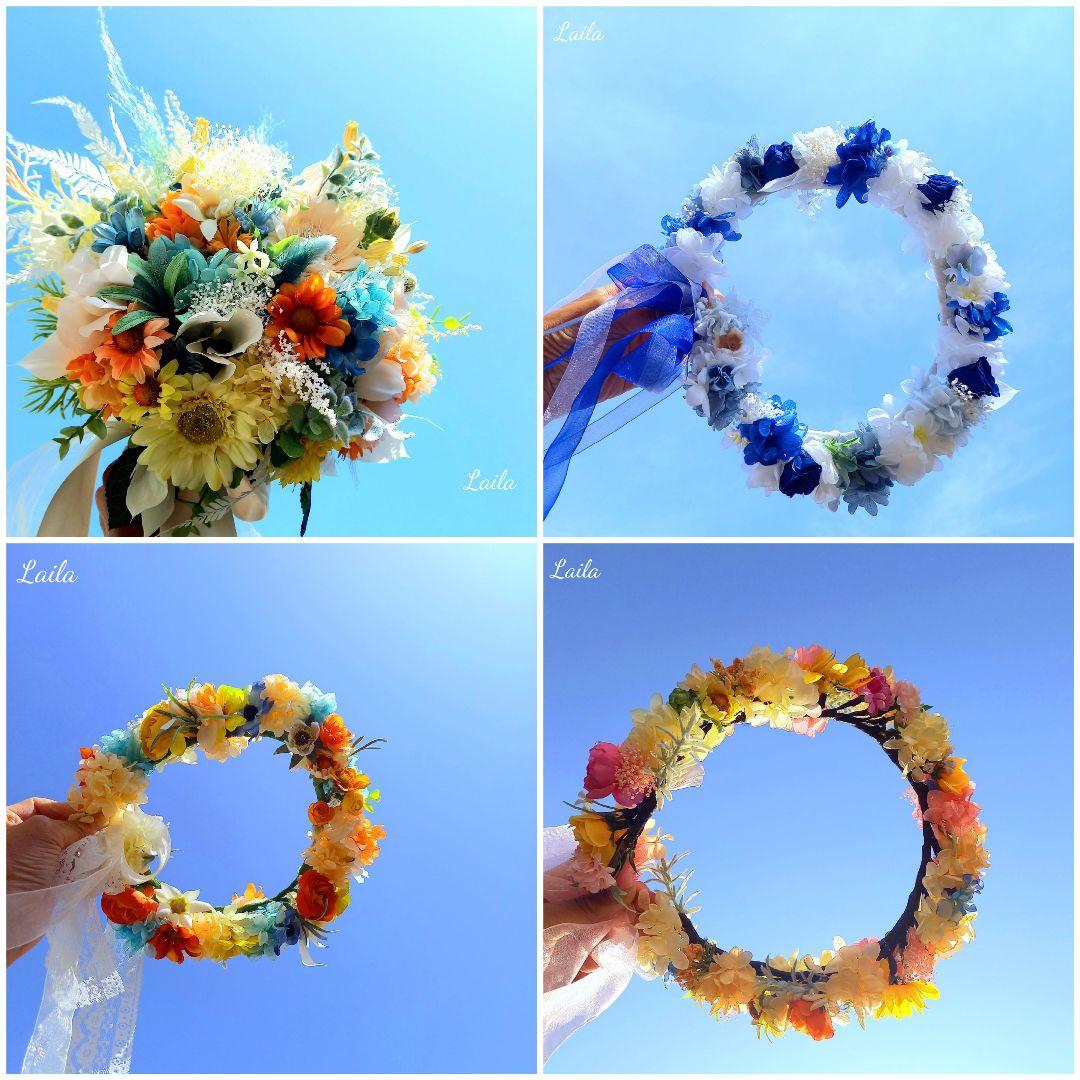 ウェディングブーケオーダー承りますリースブーケブートニア花冠リストブーケ結婚式