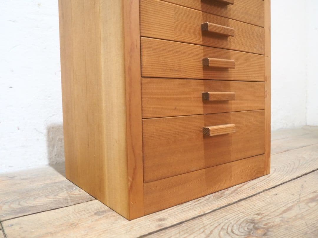 1244 ②10kg 重厚な無垢材の収納棚　袖机　引き出し　チェスト　テーブル