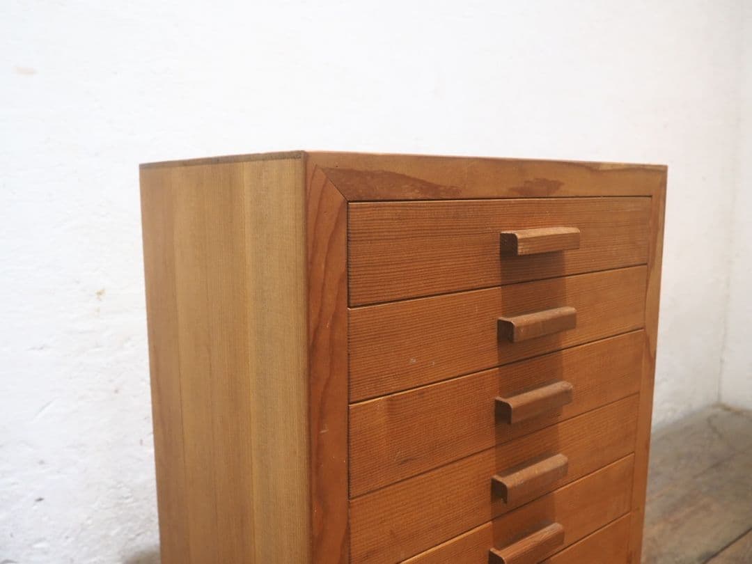 1244 ②10kg 重厚な無垢材の収納棚　袖机　引き出し　チェスト　テーブル