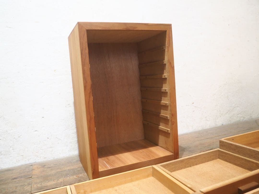 1244 ②10kg 重厚な無垢材の収納棚　袖机　引き出し　チェスト　テーブル