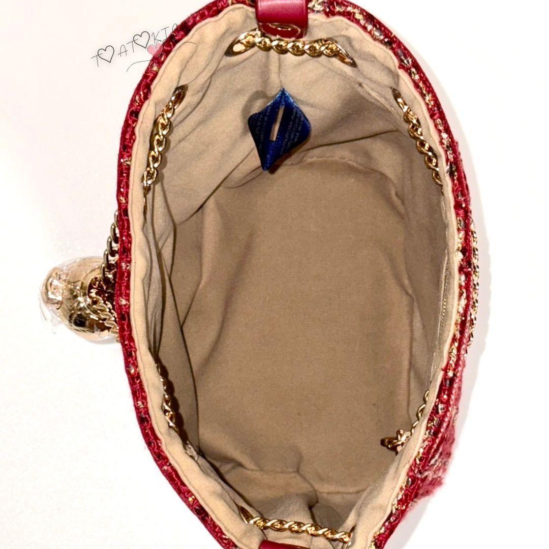 激レア❤CHANEL❤レッドラメ巾着ショルダーバッグゴールドチェーン
