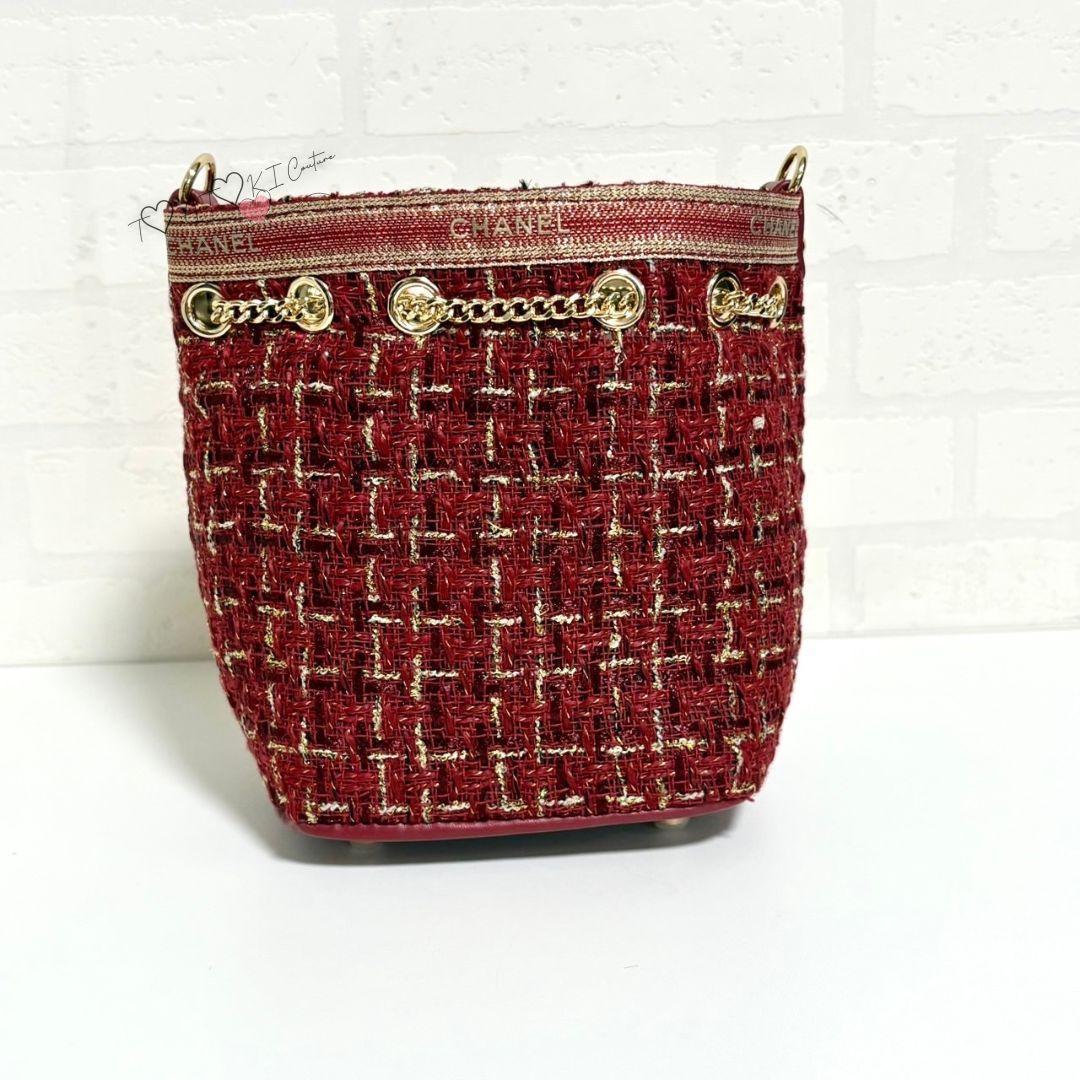 激レア❤CHANEL❤レッドラメ巾着ショルダーバッグゴールドチェーン