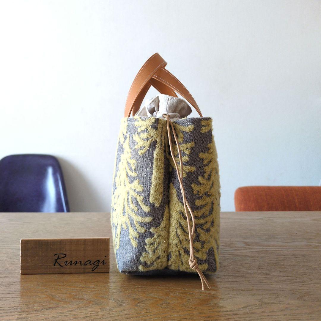 あおりポケットのあおりポケットの巾着バッグ＊ミナペルホネン metsa