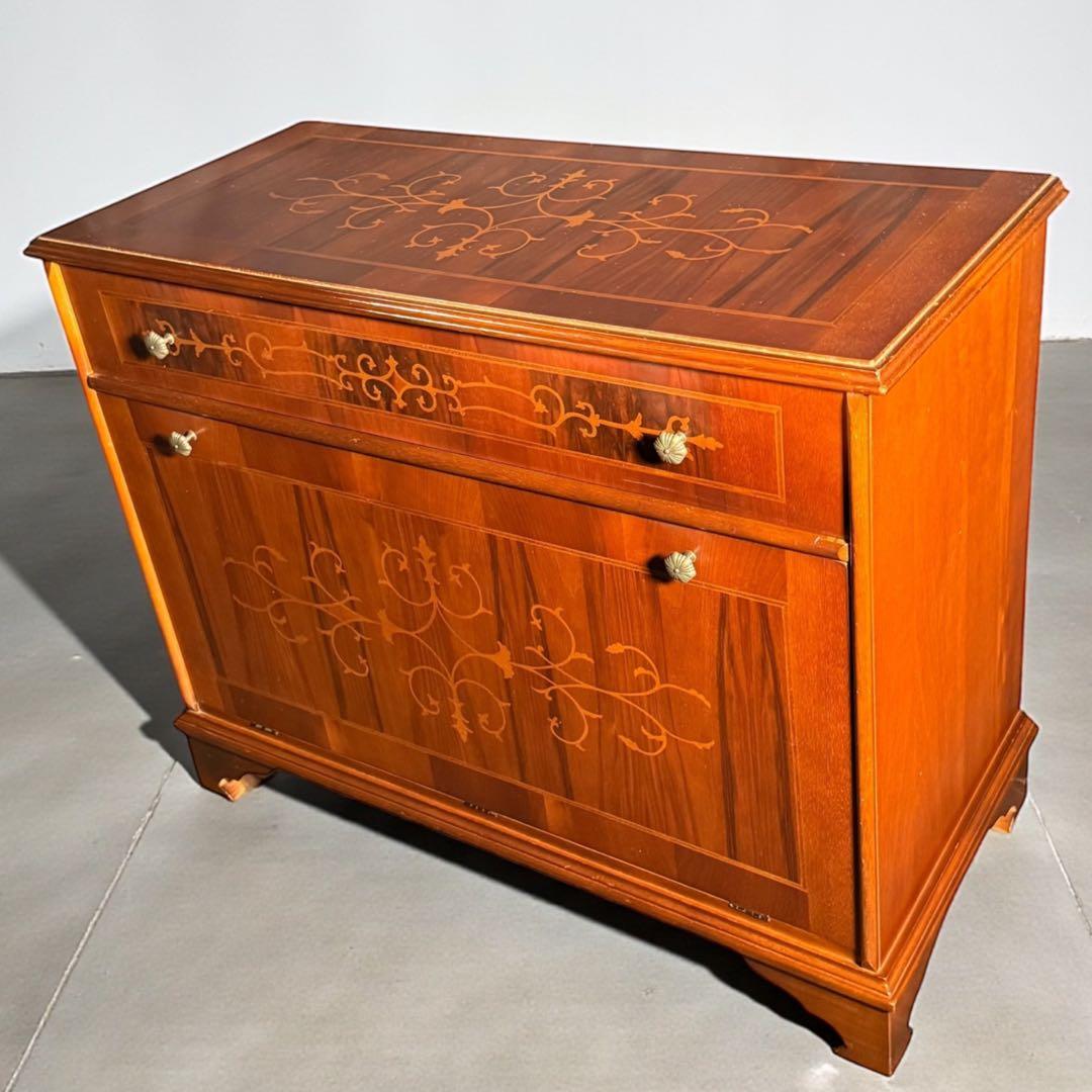 HR875 【レアデザイン】象嵌　イタリア　キャビネット　レコード収納　靴箱