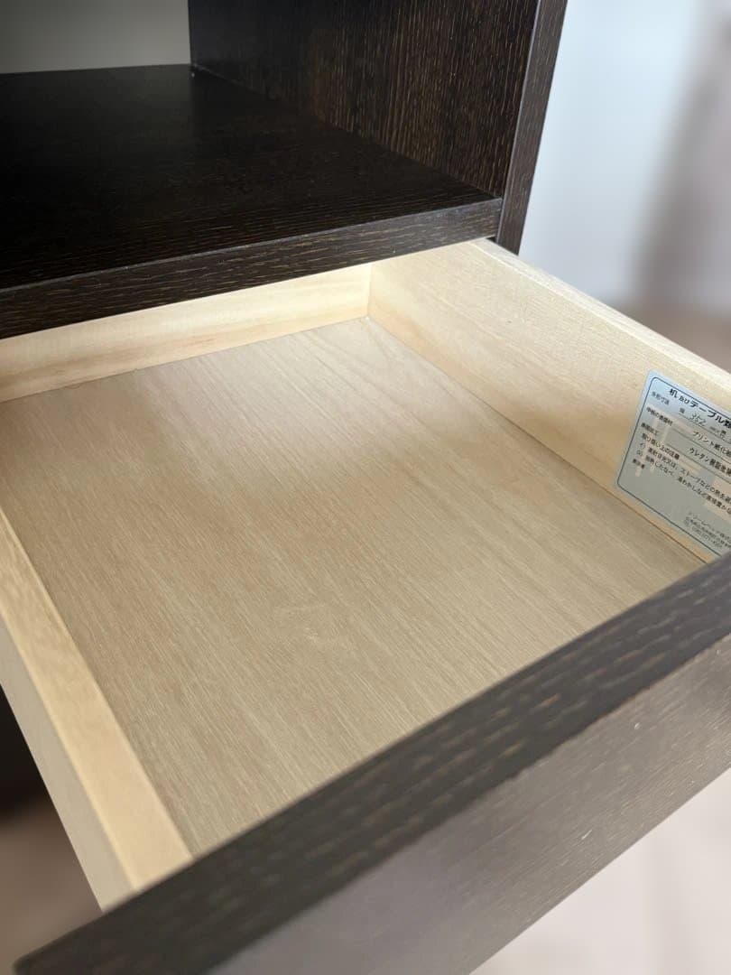 ベッドサイドボード木製コンセント付ダークブラウン