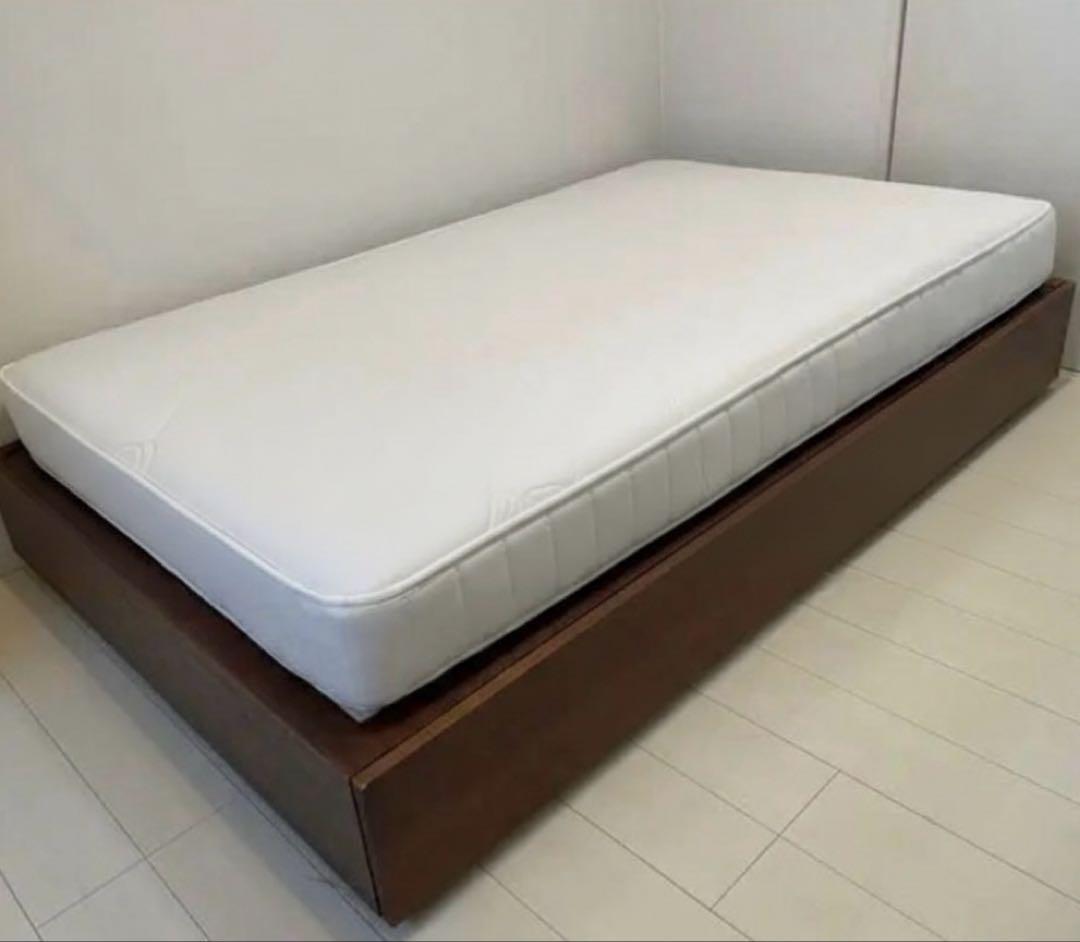 収納ベッド・セミダブル+収納ベッド追加台　ウォールナット材