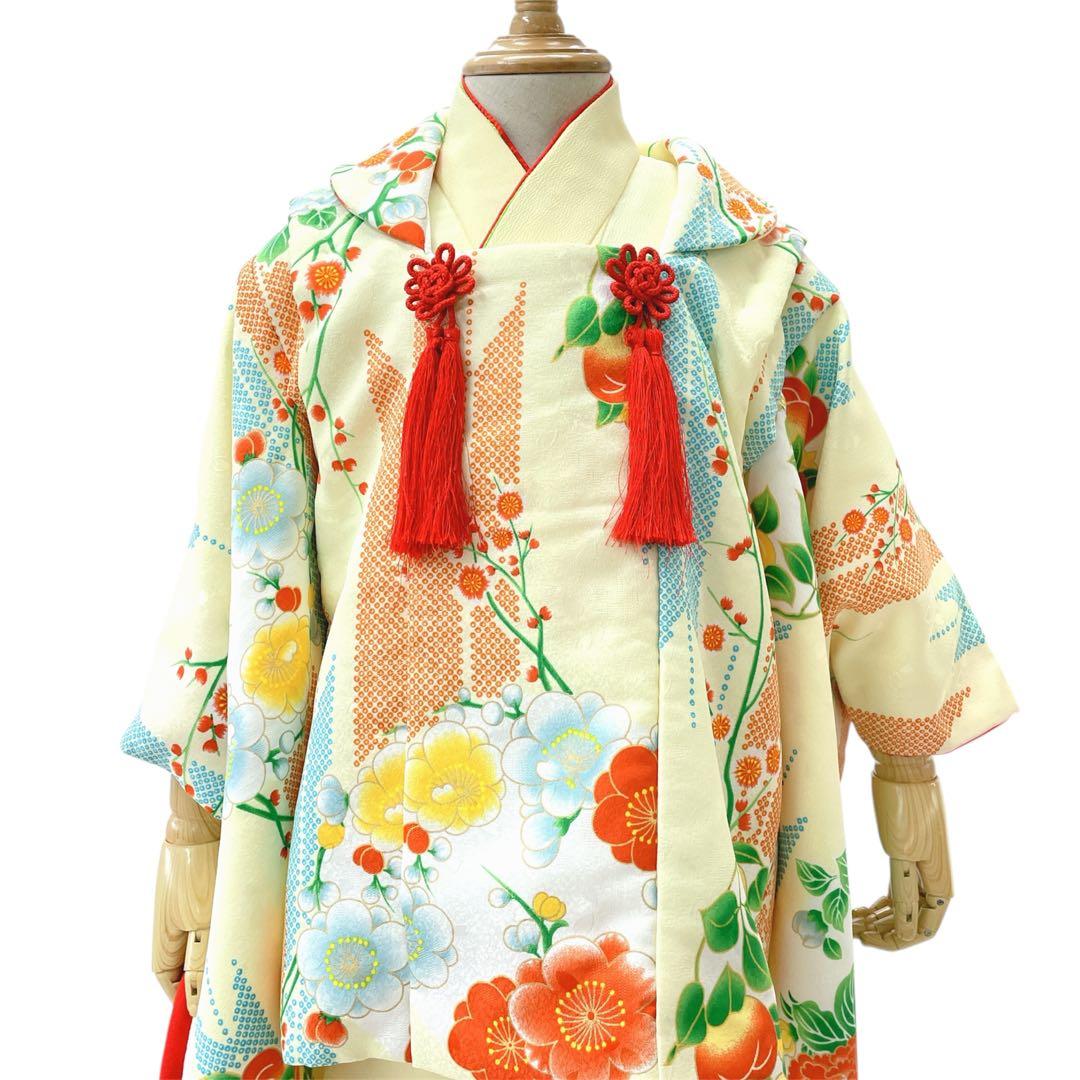 ◎mk-1328　女児　七五三　着物・被布セット　3歳　　11-18