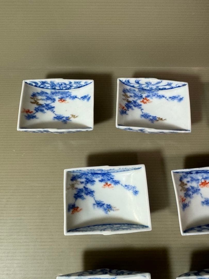 2889 深川製磁　涼彩紅葉　小皿　8cm 7客