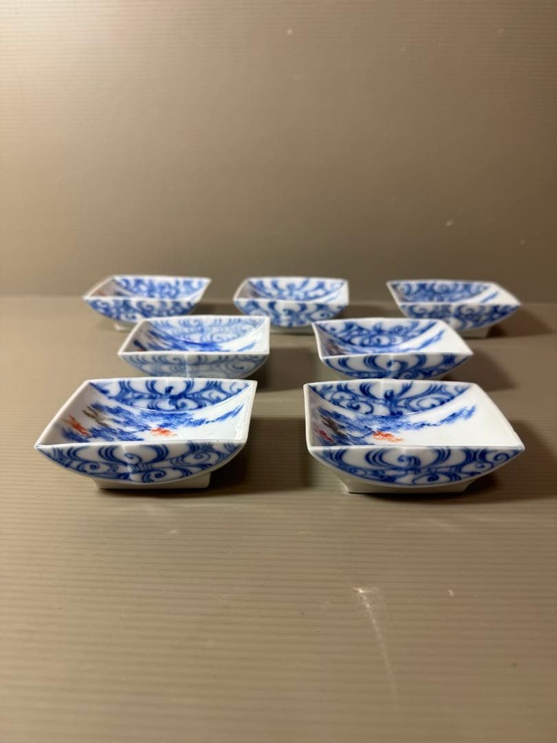 2889 深川製磁　涼彩紅葉　小皿　8cm 7客