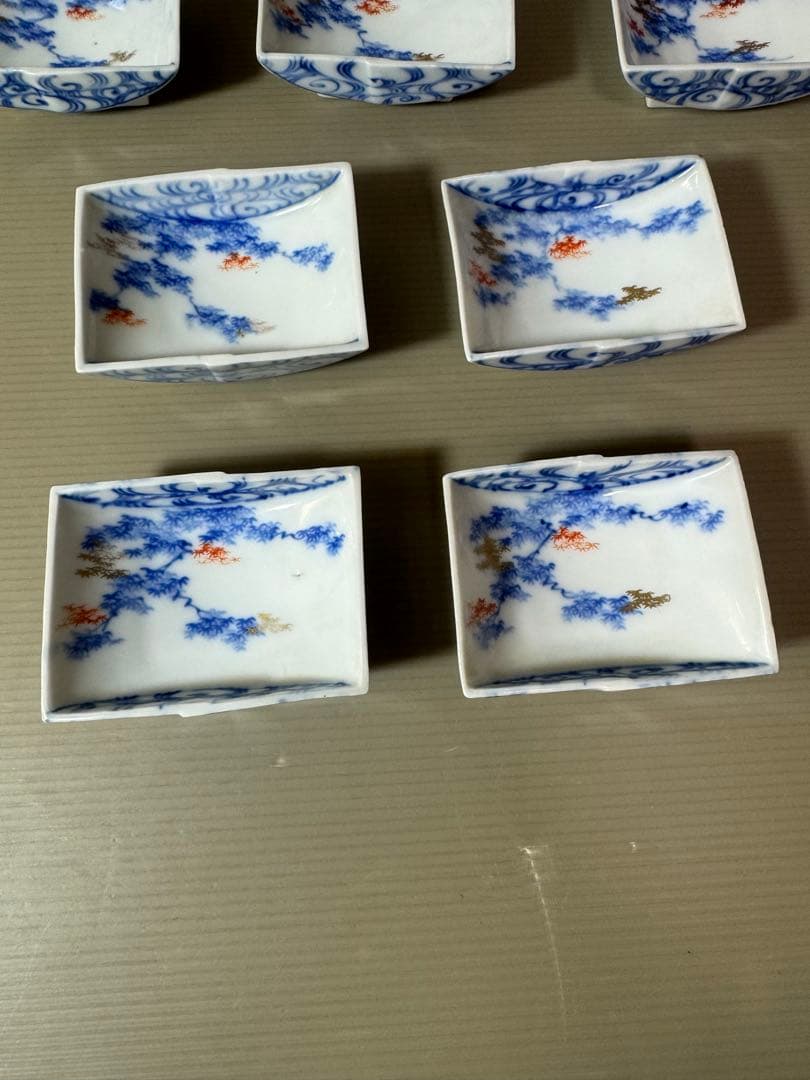 2889 深川製磁　涼彩紅葉　小皿　8cm 7客