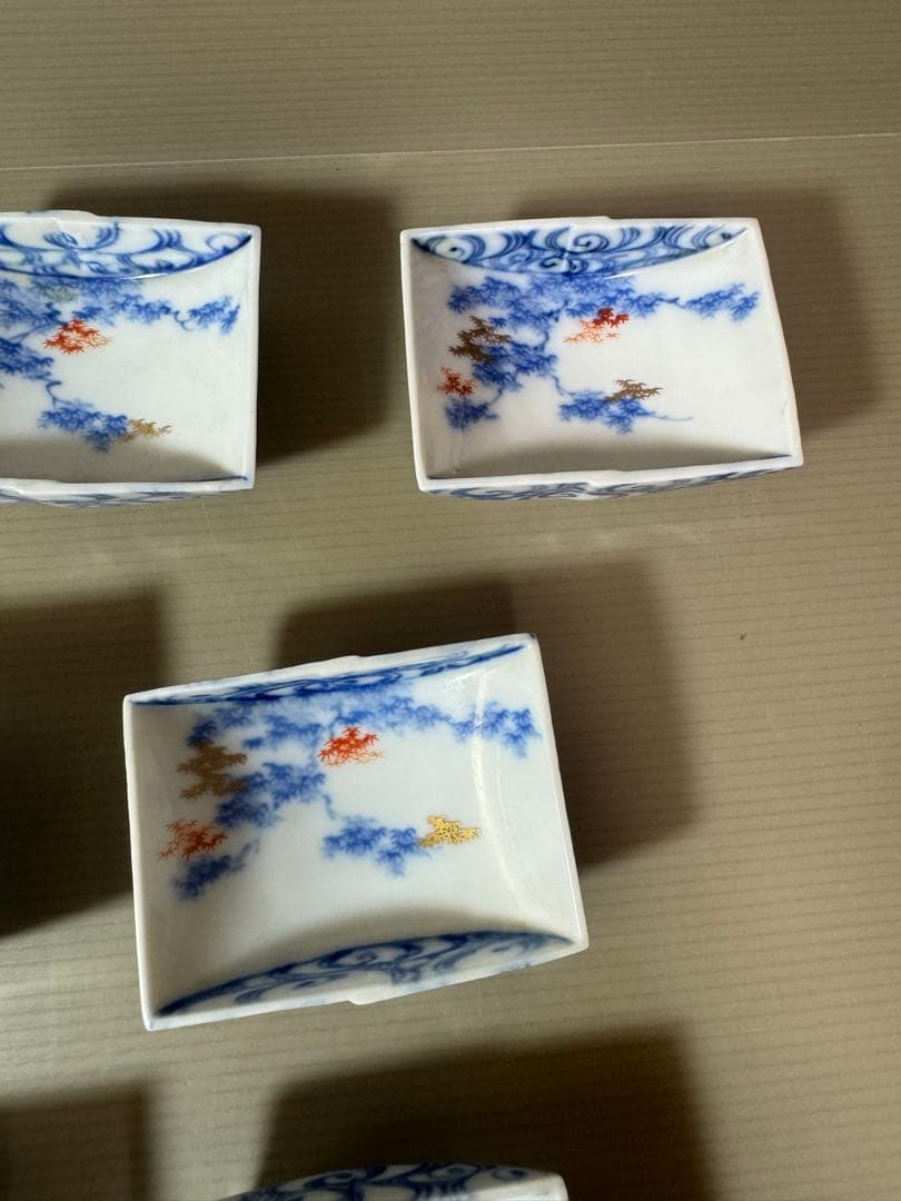 2889 深川製磁　涼彩紅葉　小皿　8cm 7客