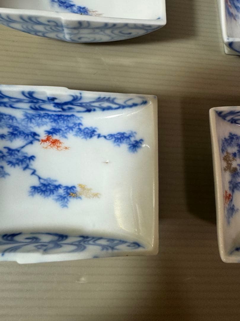 2889 深川製磁　涼彩紅葉　小皿　8cm 7客