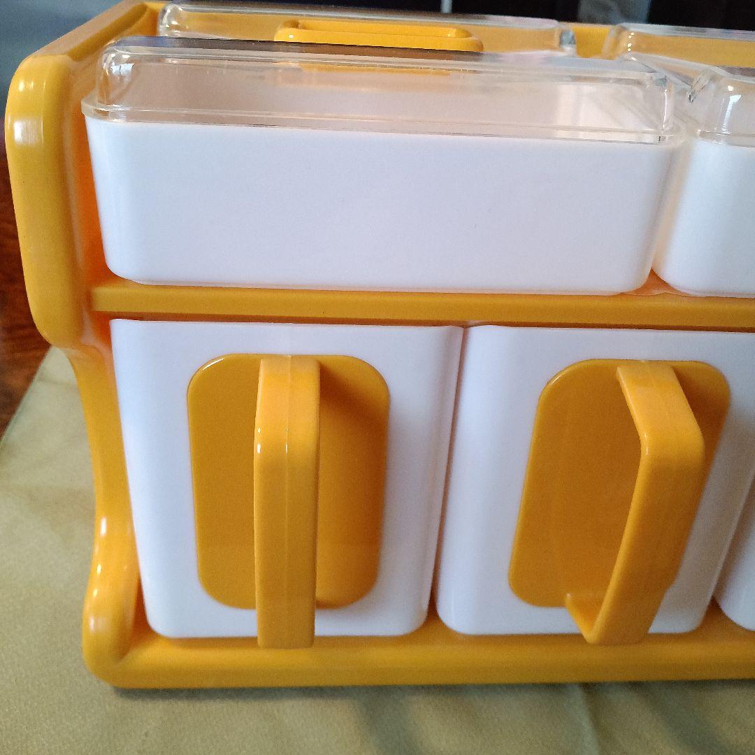 新品未使用昭和レトロ調味料ケース 調味料入れVintage濃い黄色当時物レア
