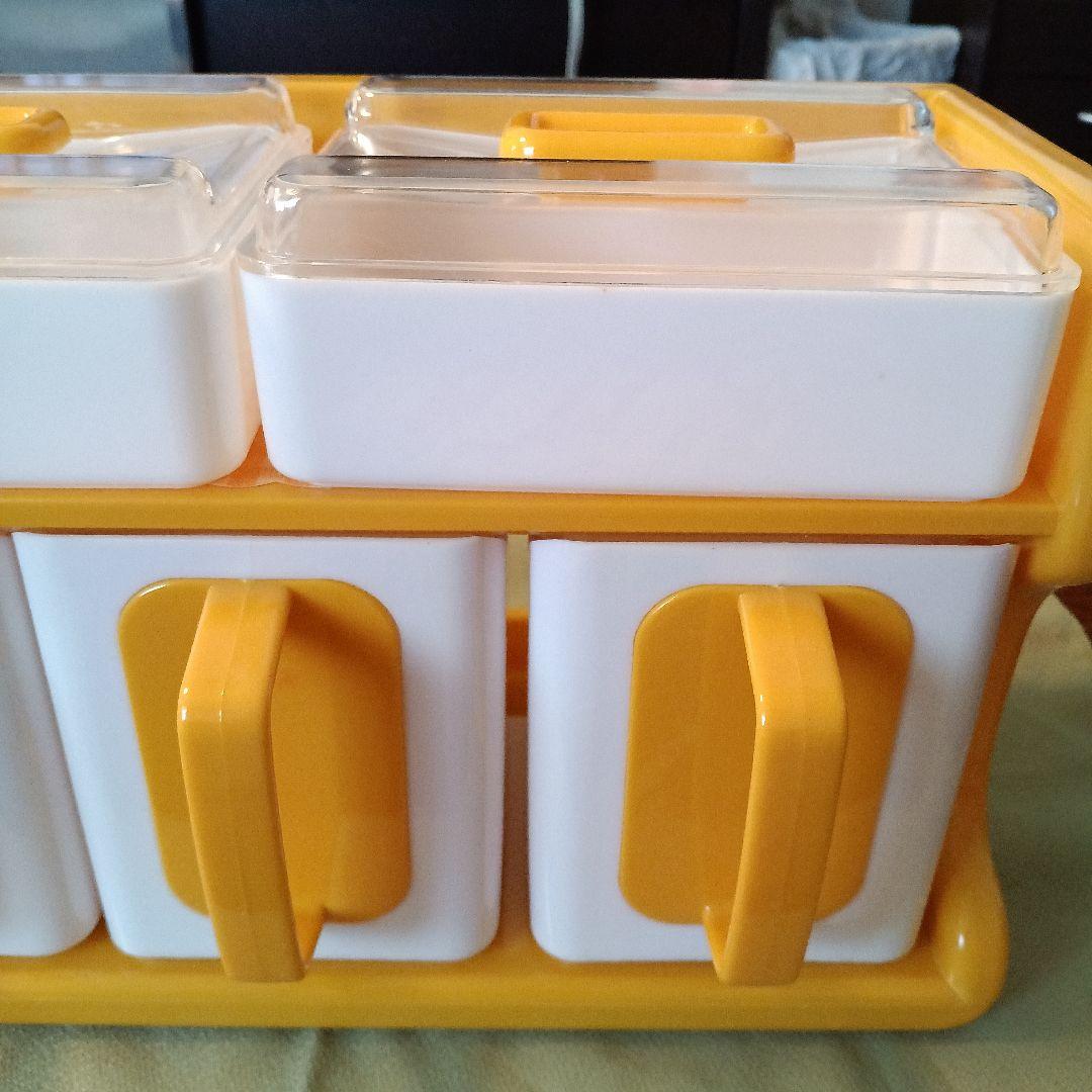 新品未使用昭和レトロ調味料ケース 調味料入れVintage濃い黄色当時物レア