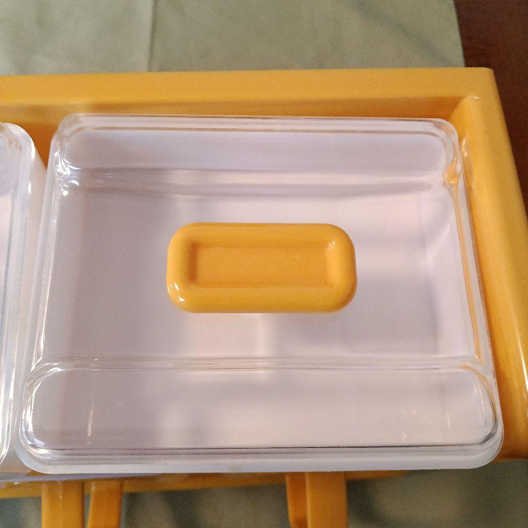 新品未使用昭和レトロ調味料ケース 調味料入れVintage濃い黄色当時物レア