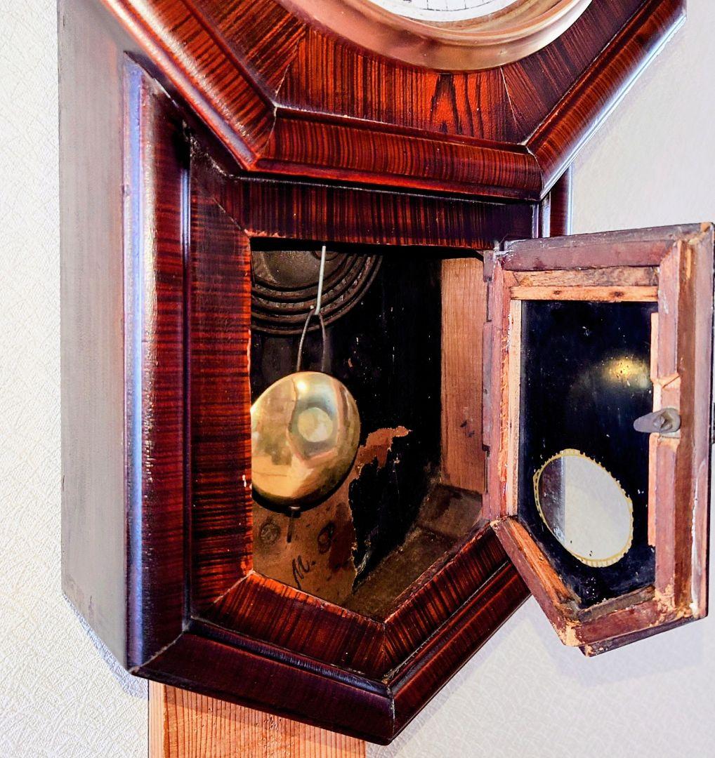 〈完動・美品〉精工舎　小玉縁尾長八角ゼンマイ振り子掛け時計 ボンボン時計古時計