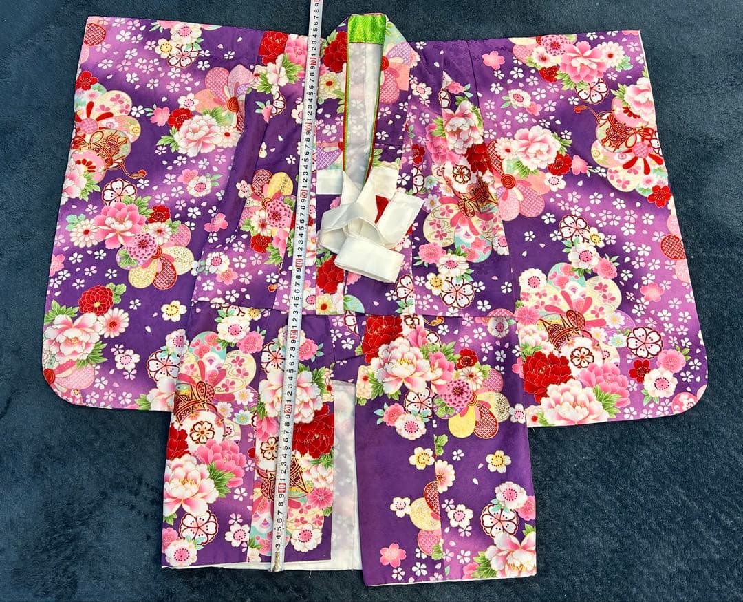 七五三用3歳児　紫色 花柄 着物