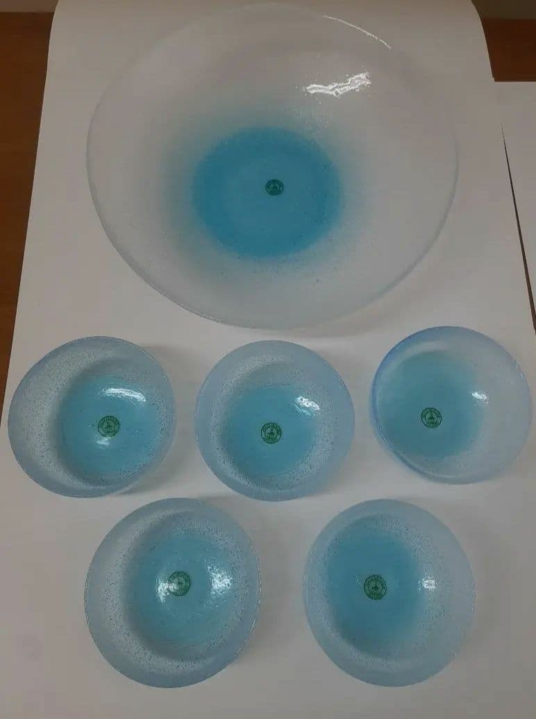 【北一硝子】未使用　大皿1枚小皿5枚