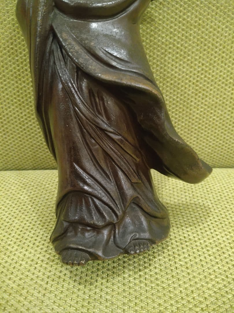 備前焼の 観音像 立像A15、№005、古い備前焼の観音様、希少品、アンティーク