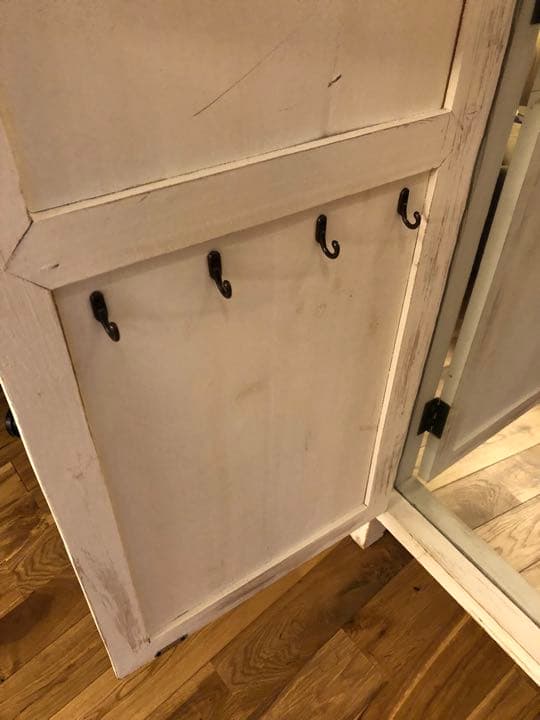 アンティーク ドア風 扉付き 木製姿見 おしゃれ全身鏡 韓国風インテリア