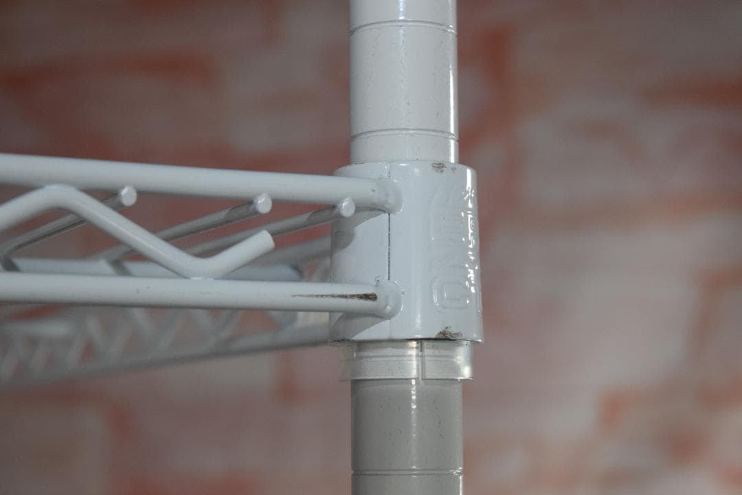 ホームエレクター ワイヤーシェルフ4段 3方クロスバー2段　アクリル板3枚