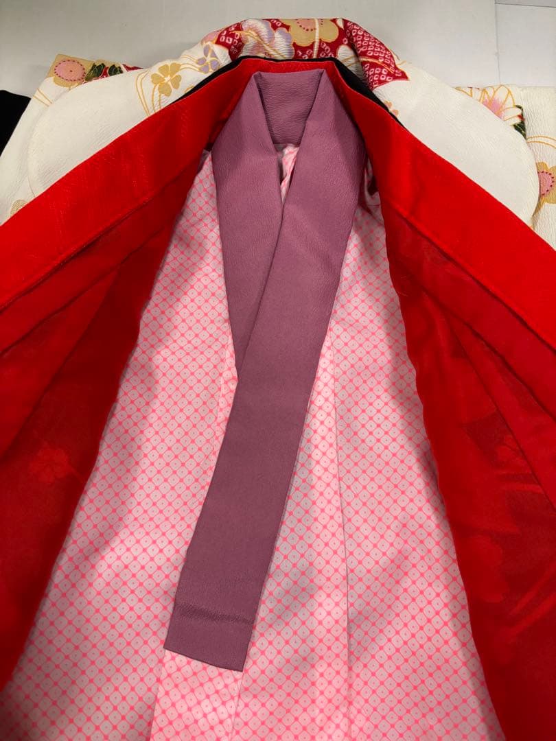 七五三　3歳女の子　着物・被布セット　黒地に紅葉　小桜　うさぎ飾り　日本製　新品