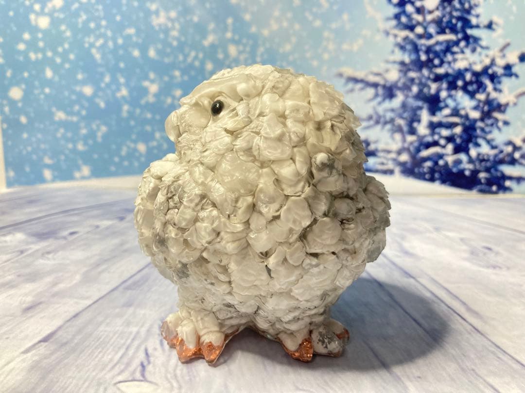 天然石　フクロウ　オルゴナイト　癒しのパワーストーン　ハウライト　大型