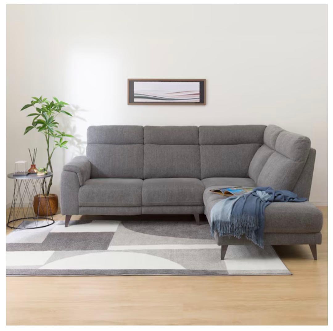 コーナーソファセット布貼りタイプ(LB07 左コーナー DGY)