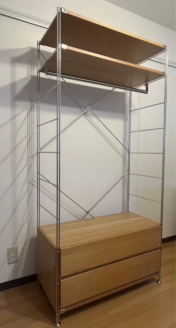 MIJI 無印良品　ステンレスユニットシェルフ・オーク材・ワードローブセット
