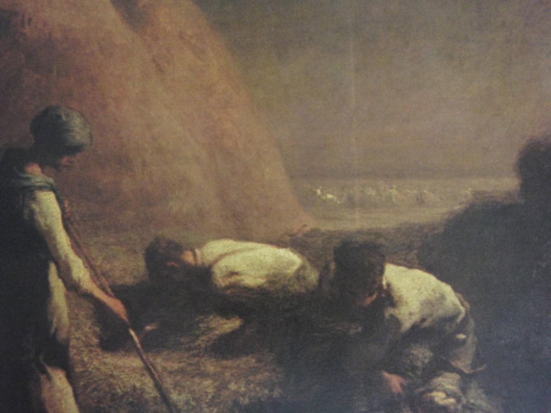 ジャン＝フランソワ・ミレー、【干草を束ねる人たち】、希少な額装用