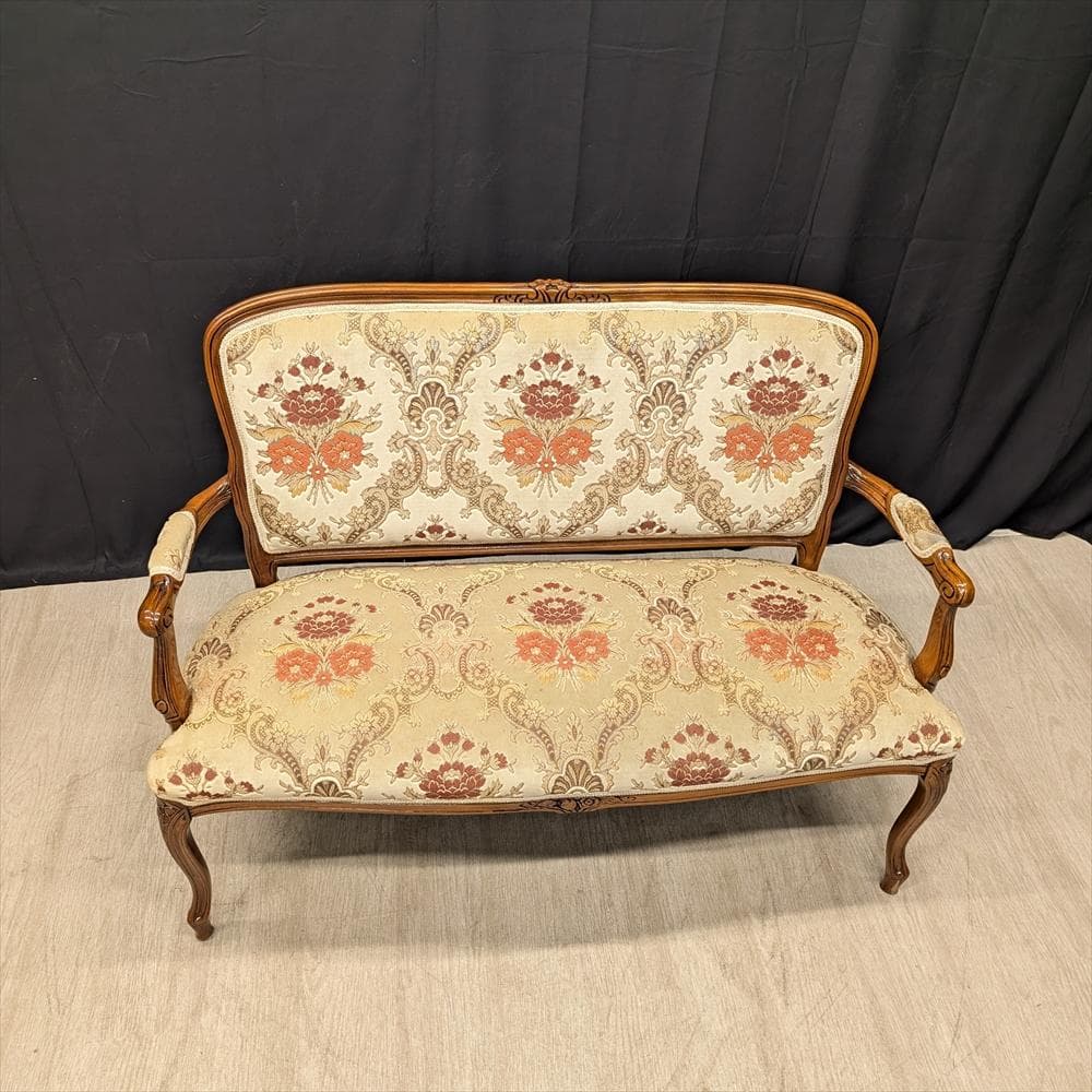 イタリア製　アッティカ　猫脚　ラブソファ　2人掛け　サロンチェア　アームチェア