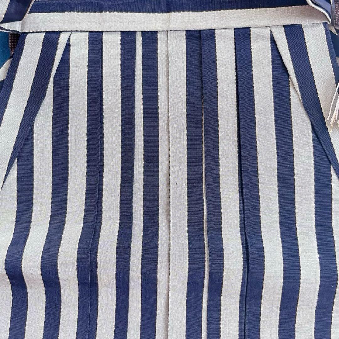 七五三　５歳　男の子　男児　正絹着物　袴　セット　子供着物　青　紺　雪駄　角帯