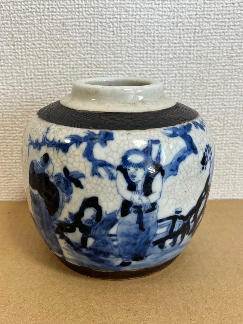 中国古美術 清朝期青花 康熙年製 銘 桃人物図 小壺時代物 - メルカリ