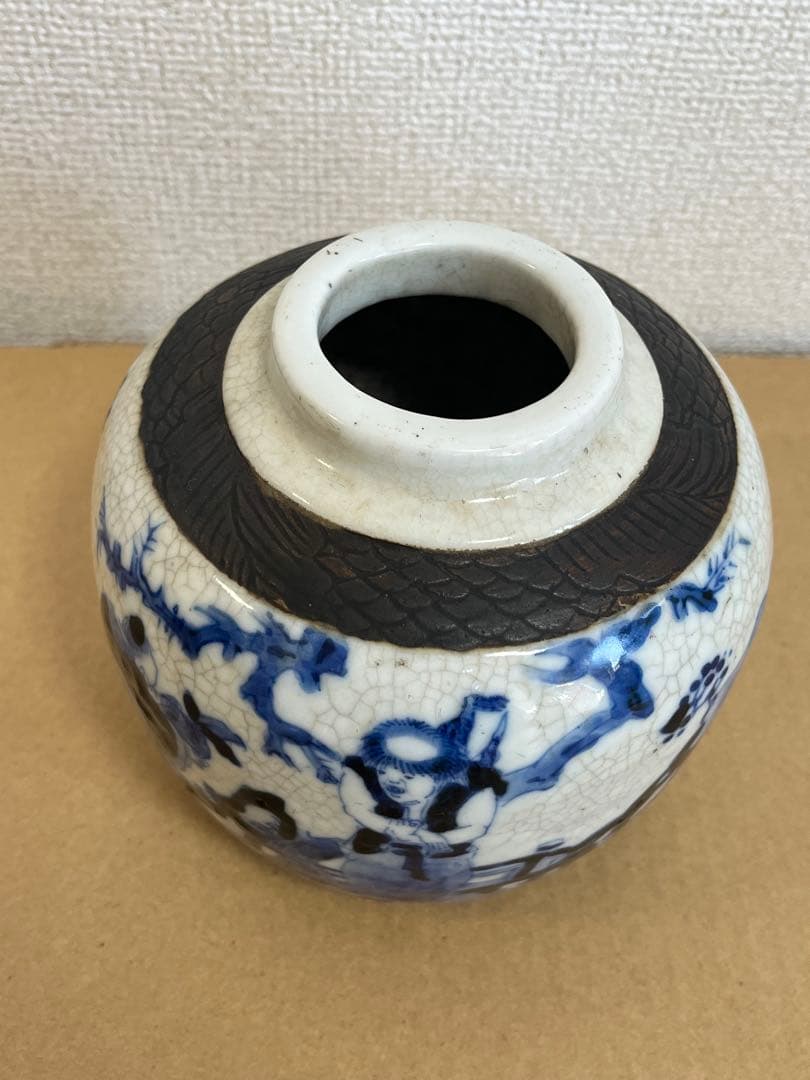 中国古美術 清朝期青花 康熙年製 銘 桃人物図 小壺時代物 - メルカリ