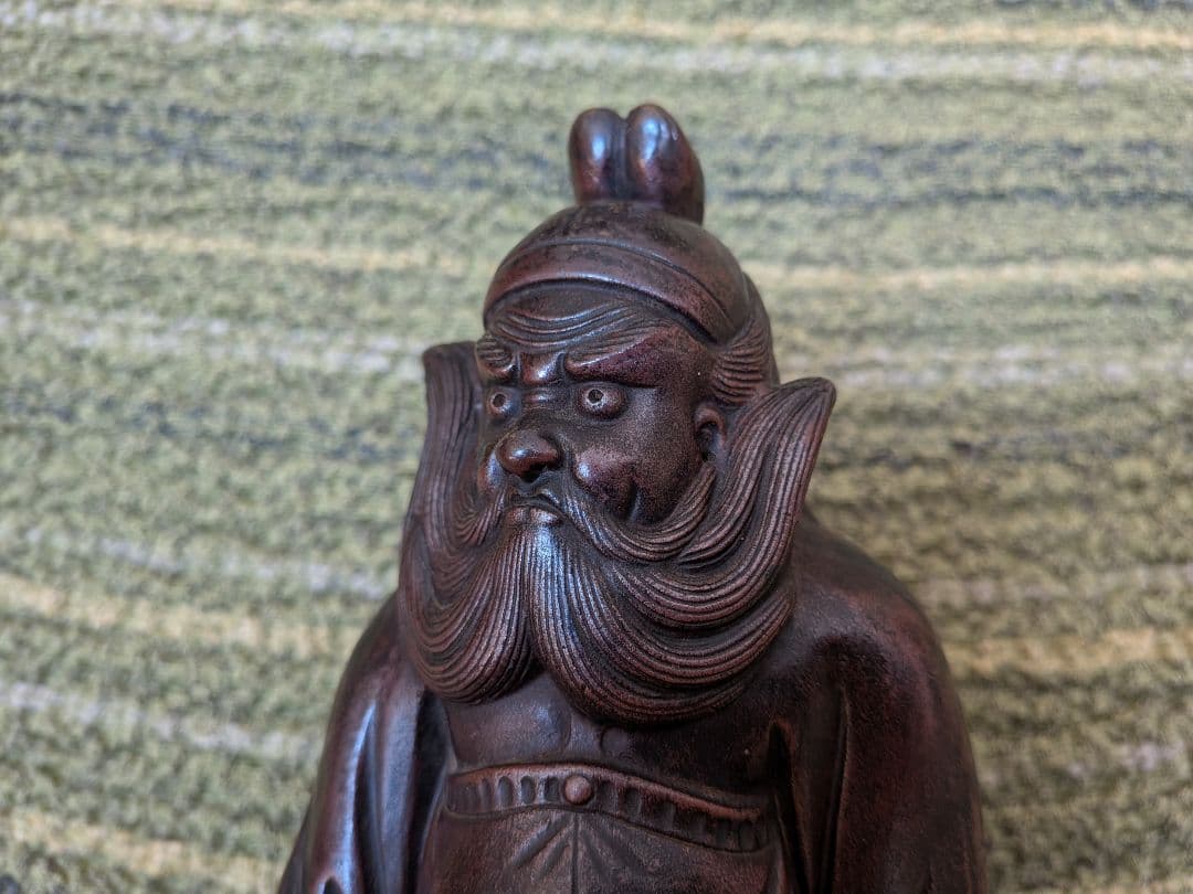 №19古備前鍾馗置物A15、 厄除け・魔除けの鍾馗様像、備前焼の鍾馗置物、