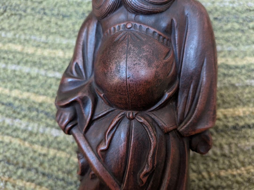 №19古備前鍾馗置物A15、 厄除け・魔除けの鍾馗様像、備前焼の鍾馗置物、